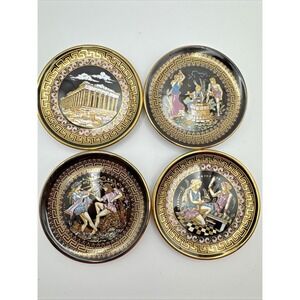 ADIS Hand Made In Greece Decorative Mini Plate With 24K Gold 3" Diameter (4)